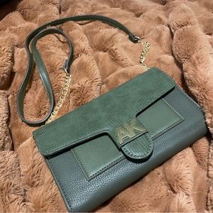 Anne Klein Women's Olive Wallet / Crossbody On Chain